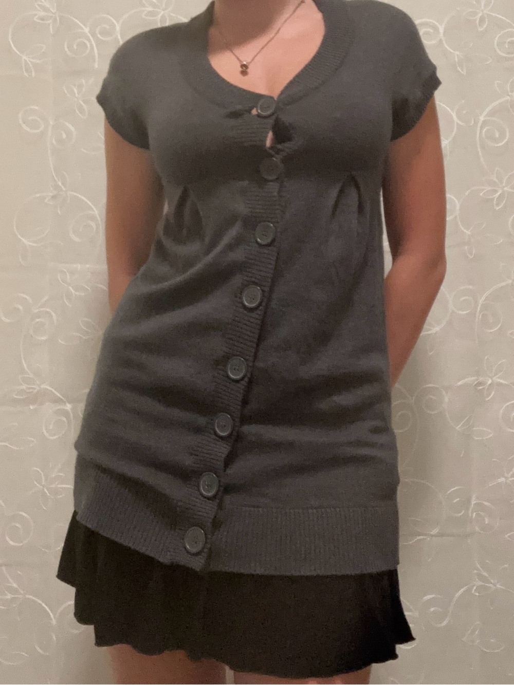H&M Black Mini Button Front Dress Size XS